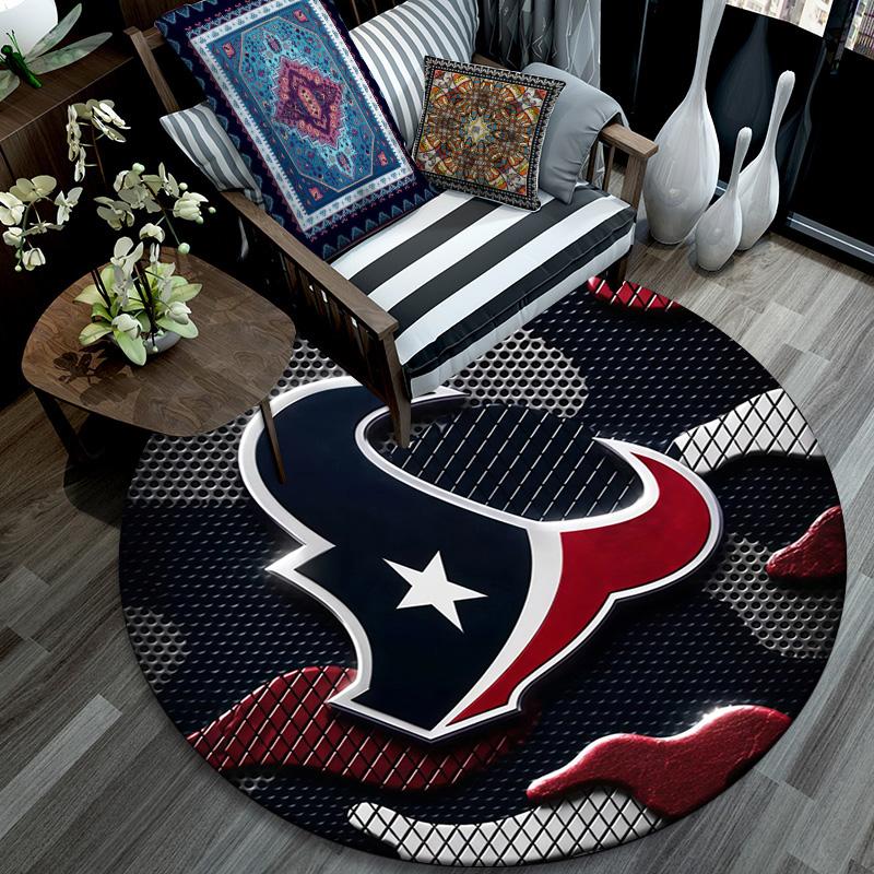 Houston Texans Round Area Rug,Carpet Rug for Living Room Bedroom Sofa Playroom Decor,Non-slip Floor Mat