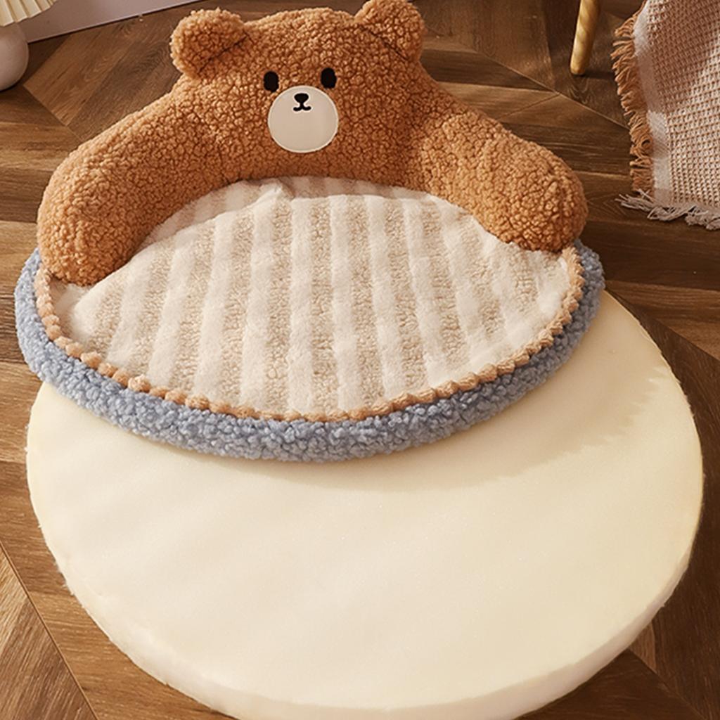 Cat Bed High Backrest All Seasons Hug Design Washable Cozy Cat Warm Pad for Cats Dogs Pets Little Bear