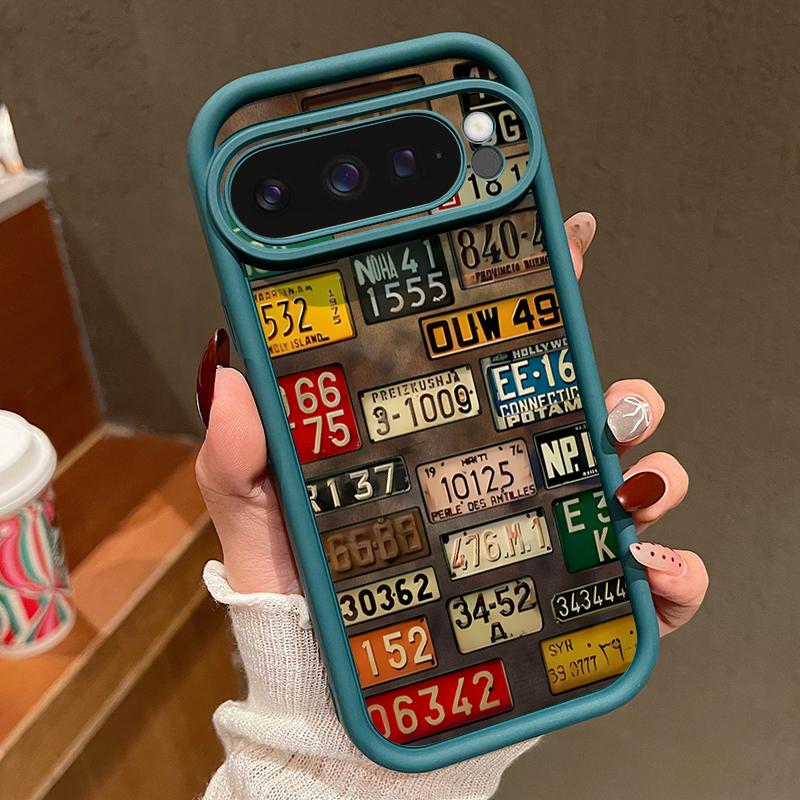 Retro License Plate TPU Case For Google Pixel 10 8 7 Pro Pixel 10 9 Pro XL Shockproof Silicone Cover For Google Pixel 9A 7A 8A