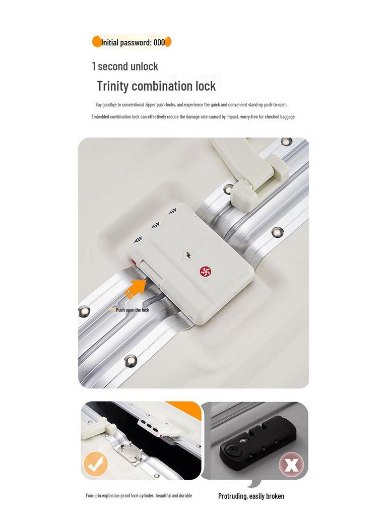 2025 Women's Large Capacity Trolley Suitcase - Aluminum Frame, Combo Lock, Silent Universal Wheels, Fashionable Travel Case