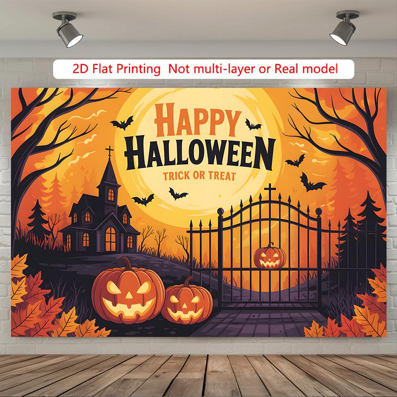 Party Backdrop Halloween Flat Spooky Pumpkin Jack Lantern Gate Photo Booth Decor Party Decor