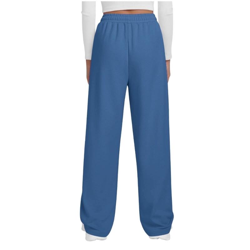 Women's Casual Wide Leg High Waist Pants Including Elastic Drawstring And Side Pockets For Lounging And Daily Activity
