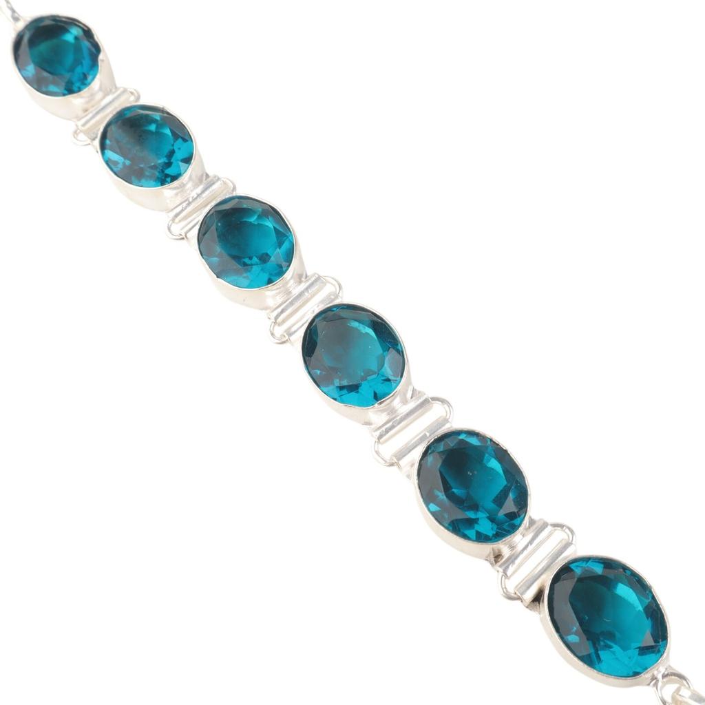 Apatite Gemstone 925 Sterling Silver Jewelry Handmade Bracelet 8" Birthday Gift RB-4-7