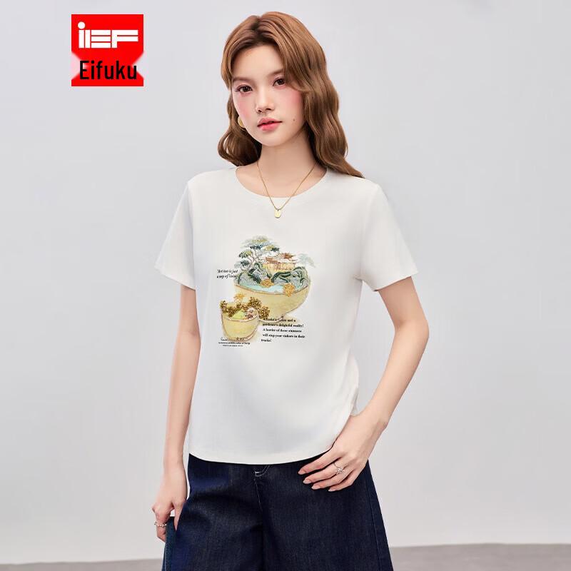 

IEF Women s 2026 Summer Round Neck Loose Fit T-Shirt M