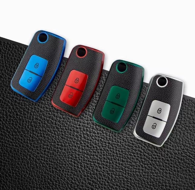 For Ford Focus 2 Mondeo Fiesta Galaxy C-MAX TPU Leather Flip Folding Remote Control Car Key Shell Key Fob Case