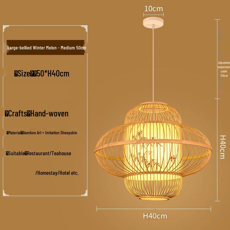 Bamboo Zen Pendant Light: Artistic Bamboo Weave Lantern for Tea Rooms and Tables
