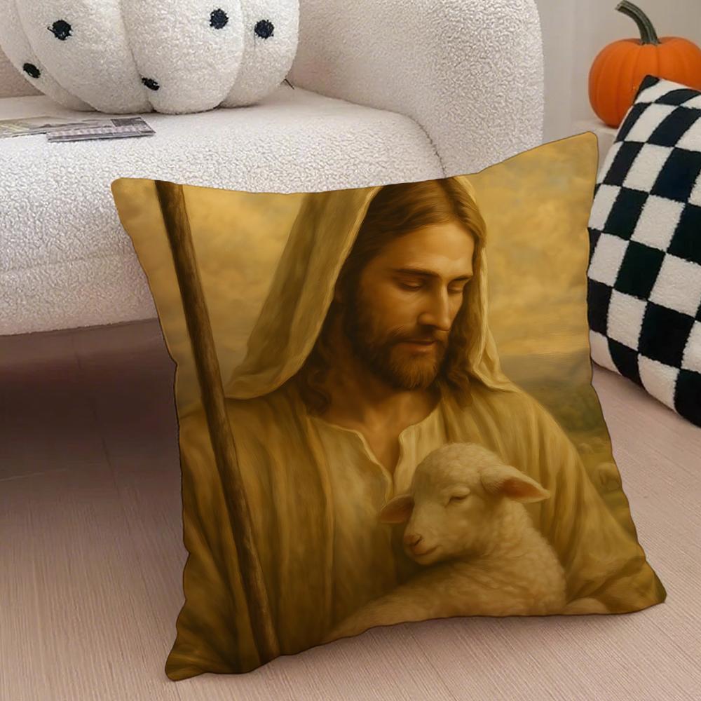 Classical Sacred The LLamb of God Cushion Cover Throw Pillow Cover Hidden Button Durable Polyester Chair Cushion