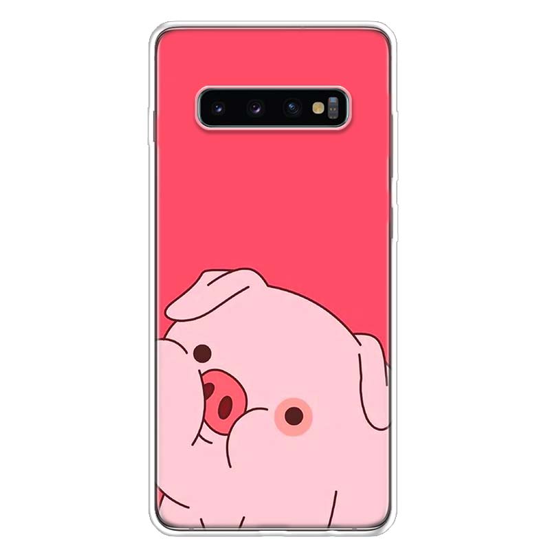 Cute PINK Pig Cartoon Cover Phone Case For Samsung Galaxy S10 Plus S20 FE S21 S22 Ultra S10E S9 S8 + S7 Edge J4 Housing Shell