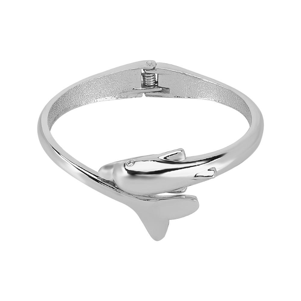 Zinc Zinc Alloy Dolphin Bangle Creative Marine Organism Hand Chain Fashion Dolphin Spring Bracelet  Unisex