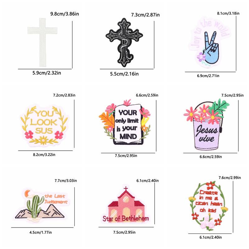 5pcs Wholesale Cartoon Jesus Embroidered For Clothes Iron On Patches For Clothing Hats Backpack Jackets Sew Embroidery Badges