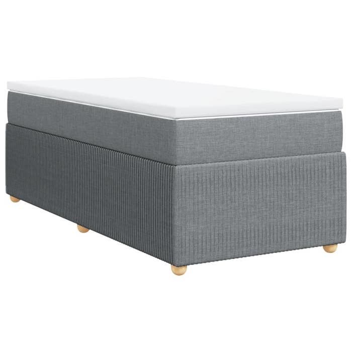 VidaXL Slatted Bed Base with Mattress Light Grey 90x200 Cm Fabric 3285539