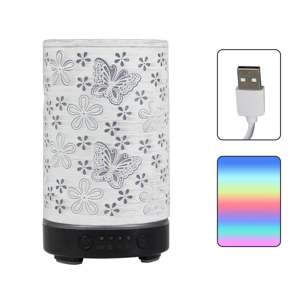 100ml Essential Oil Diffuser Seven-Color Aroma Light Butterfly Ultrasonic Air Humidifier Room Scent Diffuser with Timer Function