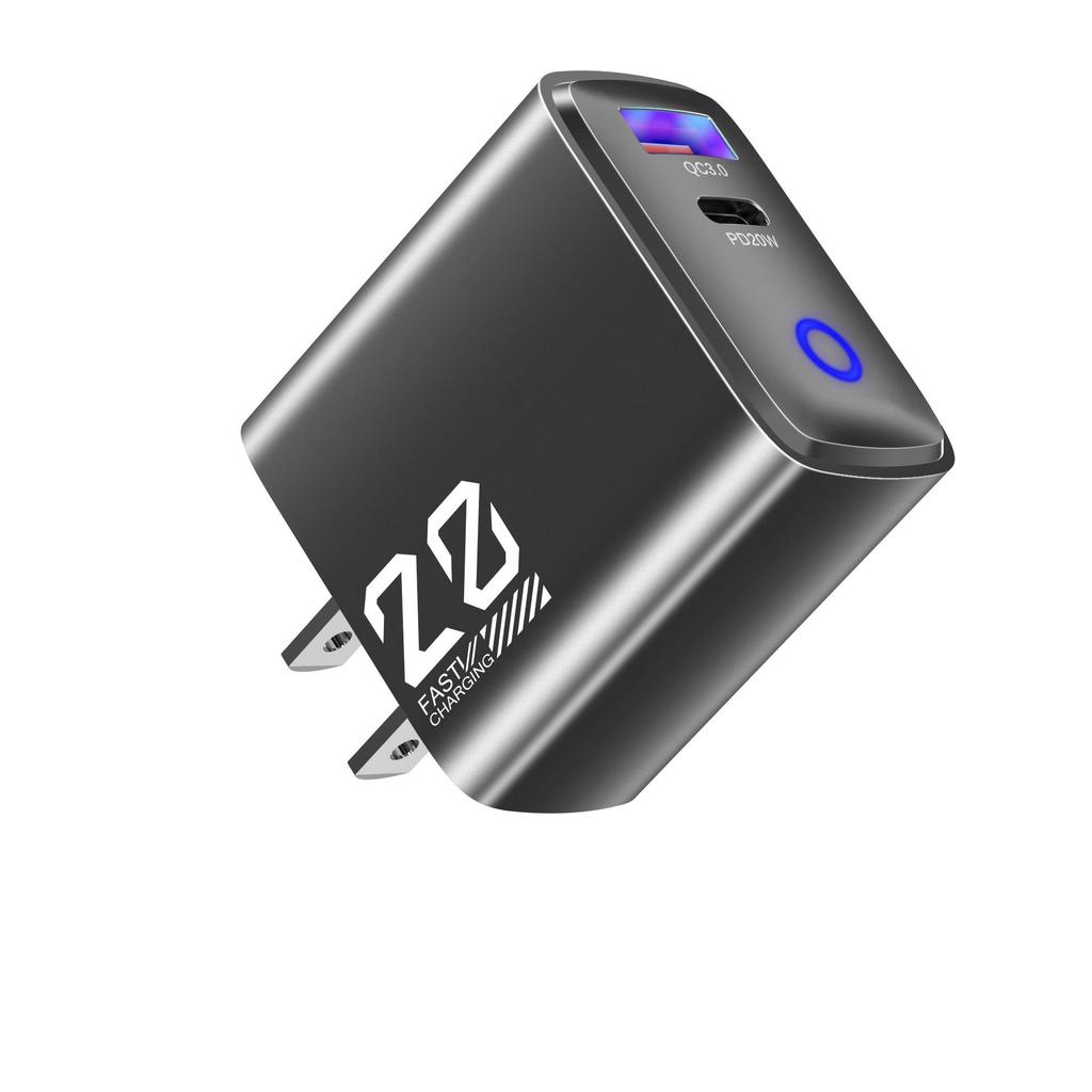 Metallic 20W Type-C Charger with Mini USB+PD Fast Charging Head, European Standard