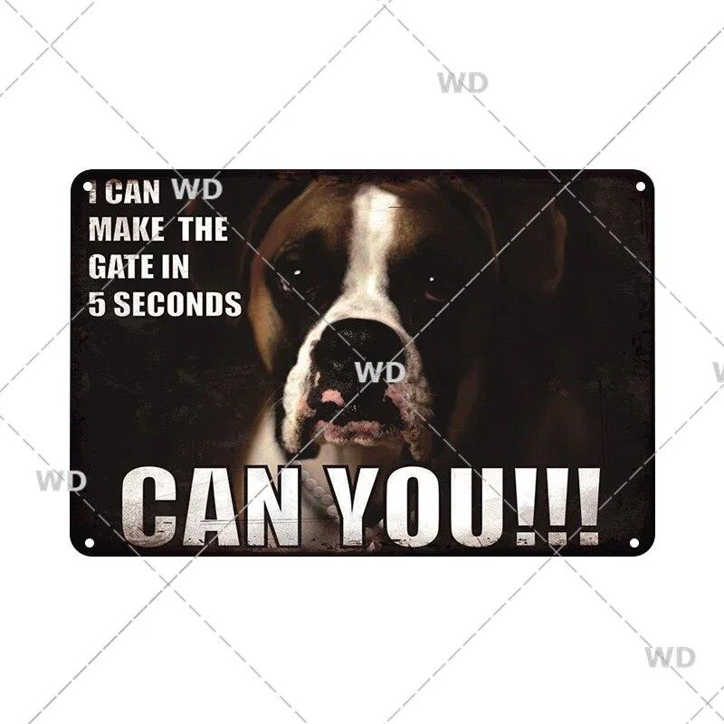 Retro Vintage Beware Of Dog Warning Vintage Tin Signs Caution Metal Plate Metal Poster Plaque For Club Home Pub Bar Wall Decor