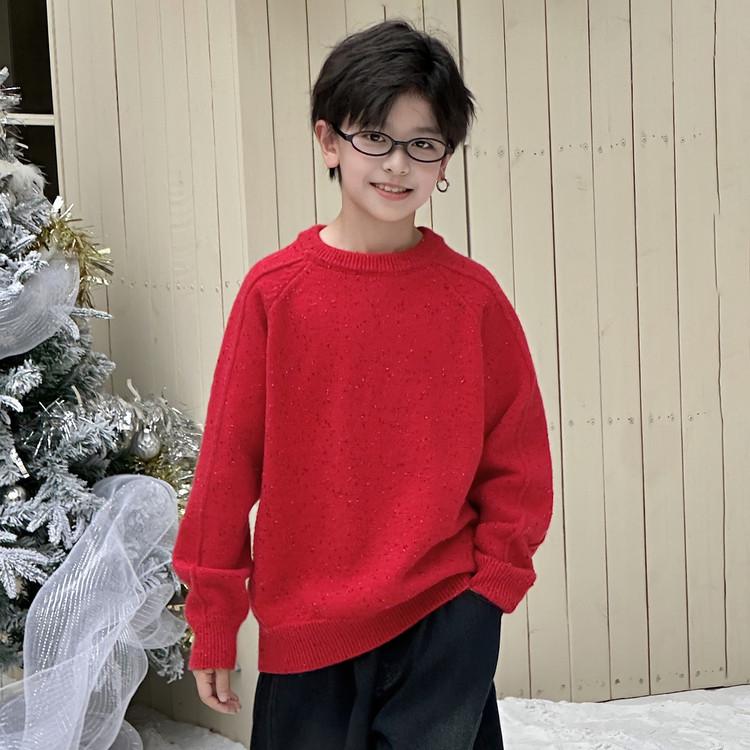 Boys' Non-Pilling Warm Knit Sweater, Korean Style, Long-Sleeved, Autumn/Winter 2025