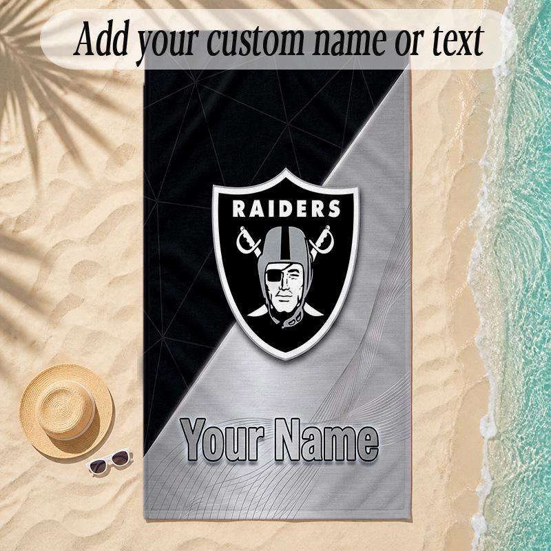 Beach TowelLas Vegas Raiders Custom Name Text Personalized Soft Towel for Beach Pool Indoor Home Decor Gift