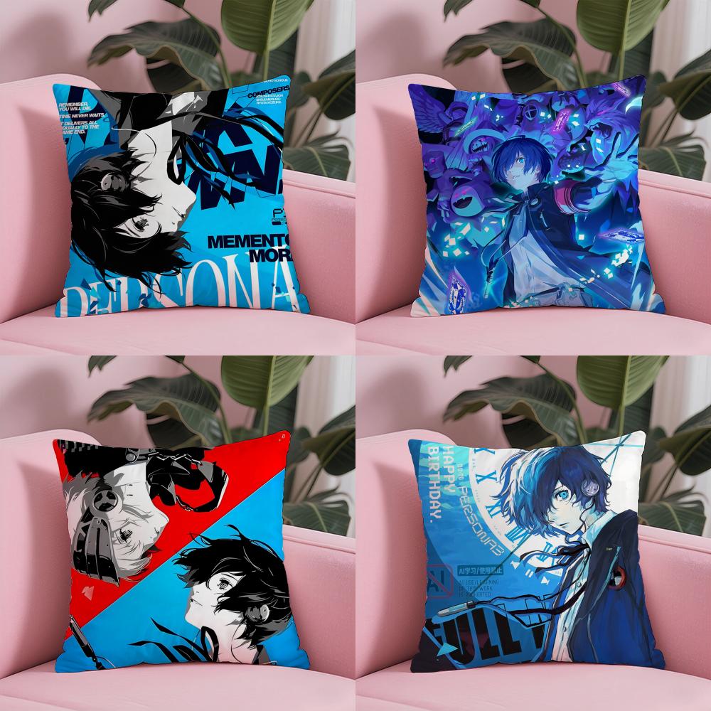 Game Cool P-Persona 3 Reload Cushion Cover Silky Short Plush With Invisible Zipper Dustproof Sofa Pillow Cover For Home Decor