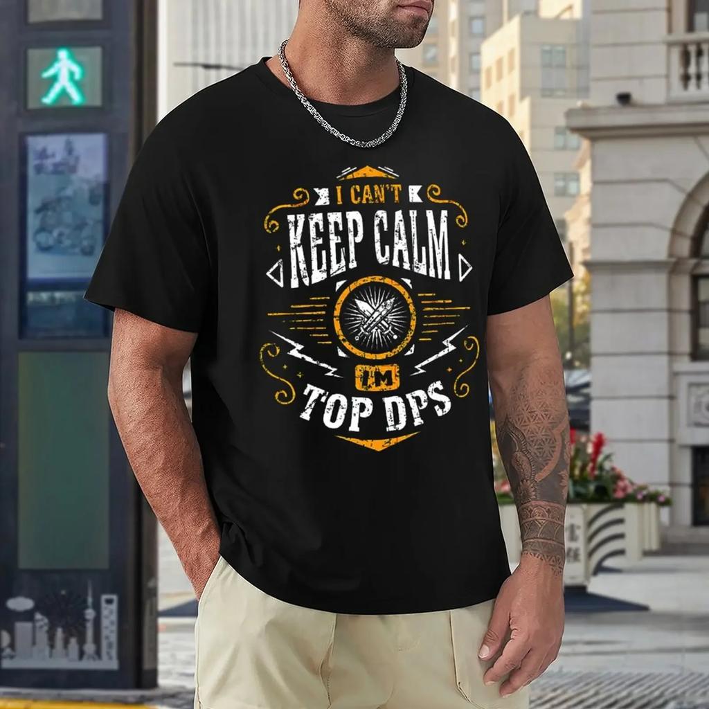 Men Clothing World Of Warcraft Role-playing Game T-Shirt WoW I Can't Keep Calm I'm DPS Fashion Short Sleeve T Shirt Tee
