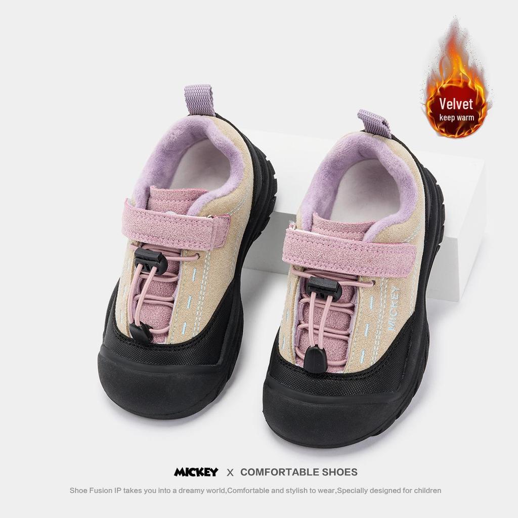 Disney Youth Large Casual Sports Shoes - 2025 Winter Velvet-Lined Girls' Sneakers, Cute and Comfy.