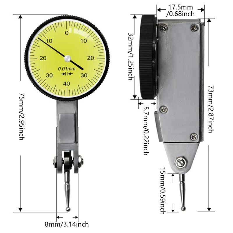 Precisions Metric Dovetail Rail Dials Test Indicators Accurate Measuring Instrument 0-0.8mm 0.01mm Level Gauge Scale