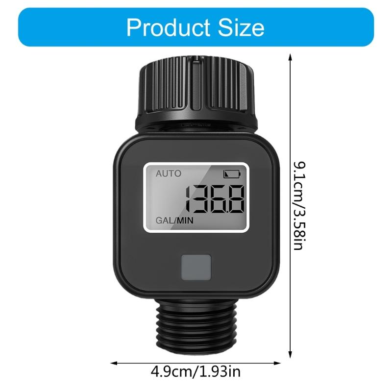 Water Flow Meter, Standard 3/4" Hose Thread, High Accuracy and IPX5 Waterproof for Indoor and Outdoor Use