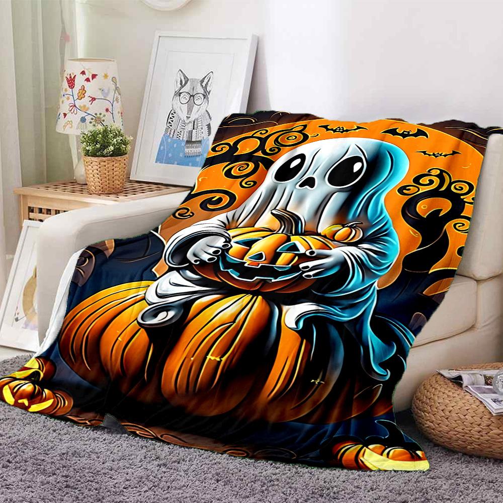 1PC Halloween Ghost Blanket, Throw For Sofa, Bed, Travel, Camping, Livingroom, And Bed, Printing Blanket With Soft And Warm Fabric yy250918194