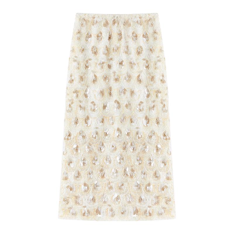 Elegant Tassel Sequin High-Waist Skirt S