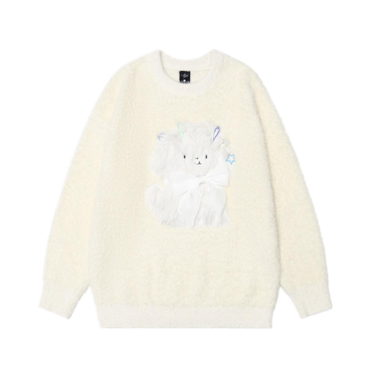 

Корейский стиль Ленивый Милый 3D Вязаный свитер с круглым вырезом Мягкий Плюшевый Сладкий Женский Трикотаж M