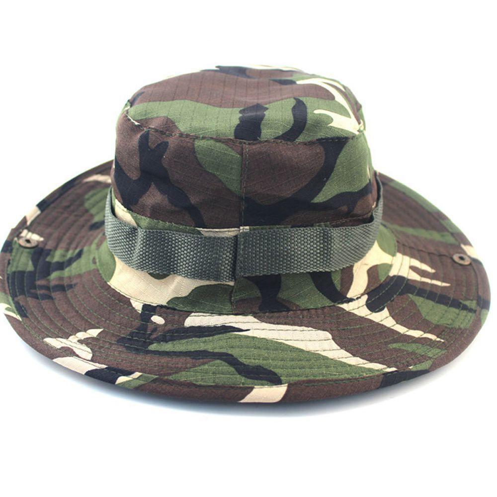 Men Unisex Wide Brim Bucket Hat Fishing Hiking Outdoor Cap Boonie Cap Sun Camo