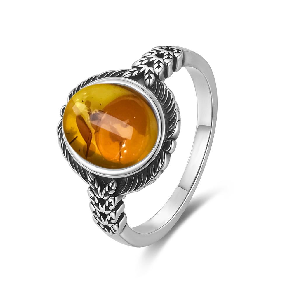 Vintage S Sterling Silver Natural Moonstone Ring Oval 8*10MM Simple Black Twists Ring Party Gifts Fine Jewelry For Women Men