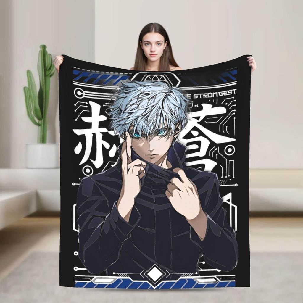 Anime Jujutsu Kaisen Wool Blankets Novelty Throw Blankets for Home Hotel Sofa Rug Piece,