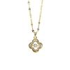 Fashion Titanium Steel Necklace For Women With Full Diamond Sparkling Four Leaf Clover Pendant Collarbone Chain Jewelry