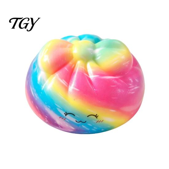 Cute Novelty Gifts for Birthday Colorful Bun Squeeze Toy, Soft Sensory Fidget TPR Balls Stress Relief Toy Adults Kids Anxiety Items