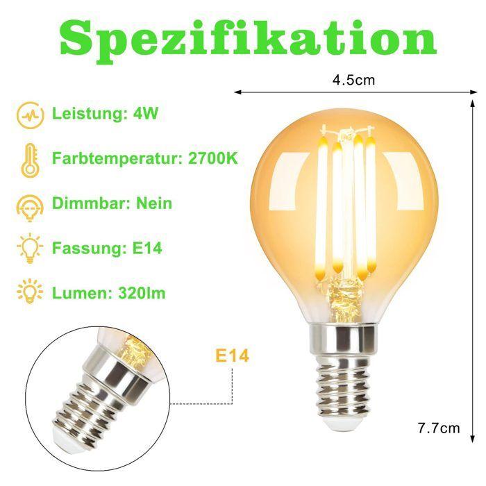 Ampoule LED - NETTLIFE - G45 - E14 - 4W 2700K (Blanc chaud) - Lot de 6