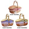Wicker Picnic Basket with Liner Storage Basket with Lid and Handle Small Rattan Picnic Basket Vintage for Picnic Camping Outdoor