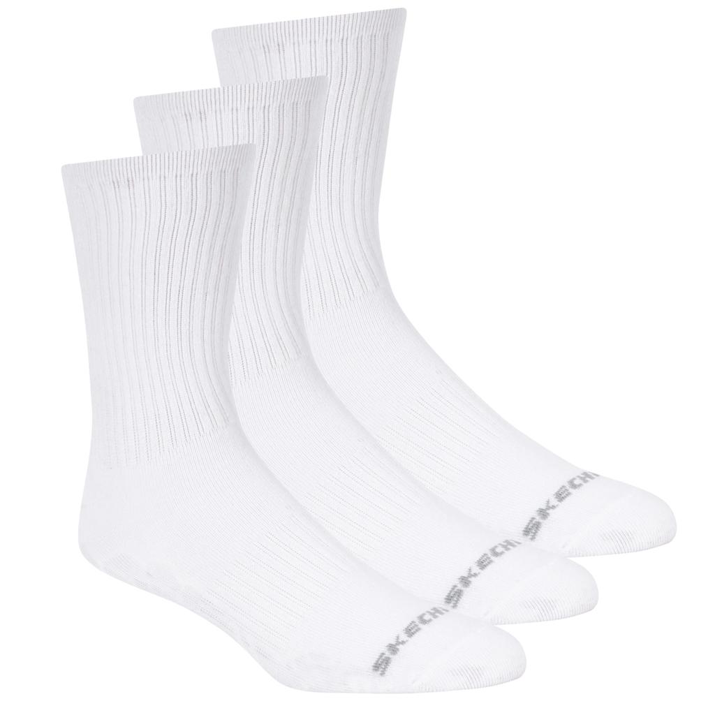 Skechers 3pk Unisex Non Terry Crew, Unisex white Socks