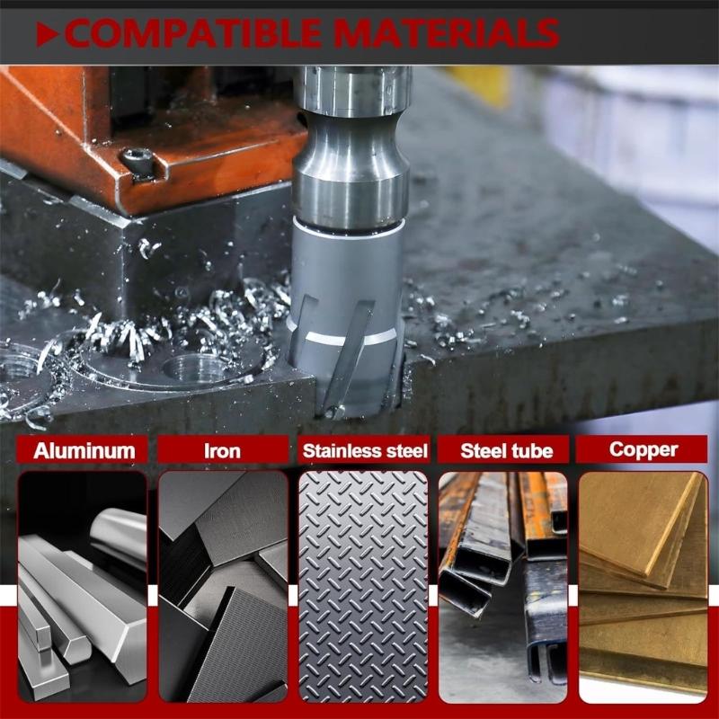 Annular Cutter For Stainless Steel Hard Metals 2 Inch Cutting Depth 1-3/8 Inch Diameter Drill Press Machine Compatible