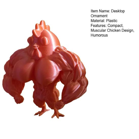 Chicken Statue 3D Desktop Chicken Ornament Muscular Rooster Hen Figurine