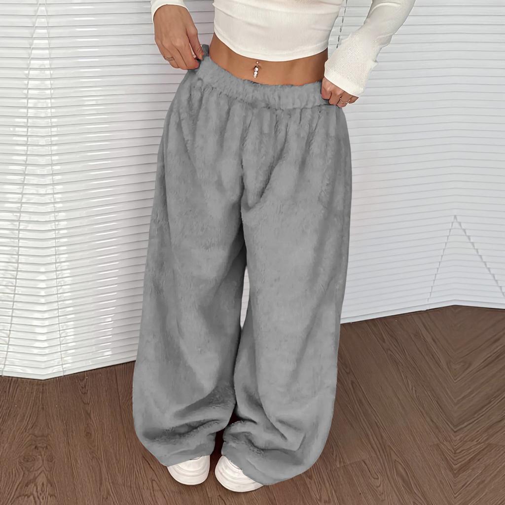 Women's Casual And Fashionable Elastic Waist Loose Wide Leg Pants