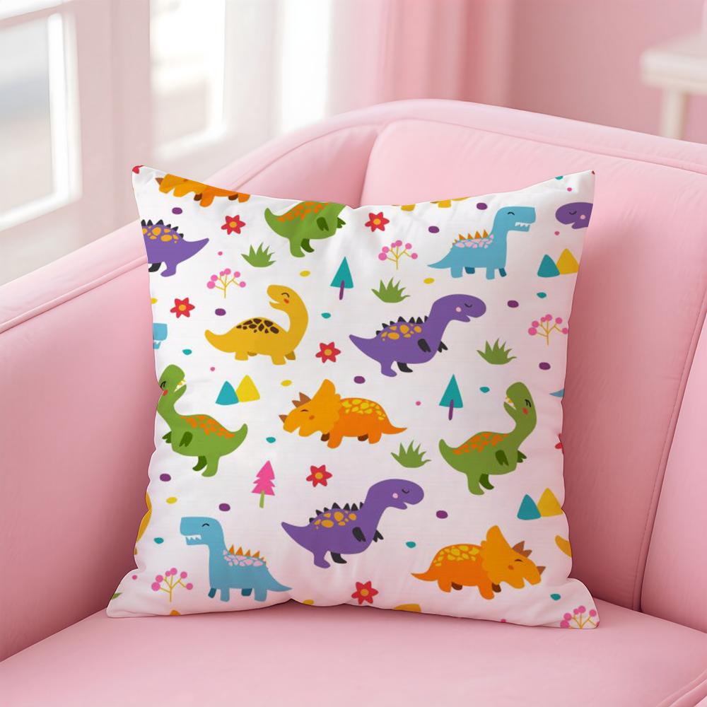 Cute DDinosaurs Pattern Cushion Cover Linen Pillowcase Cover Soft Decor for Sofa Home Room