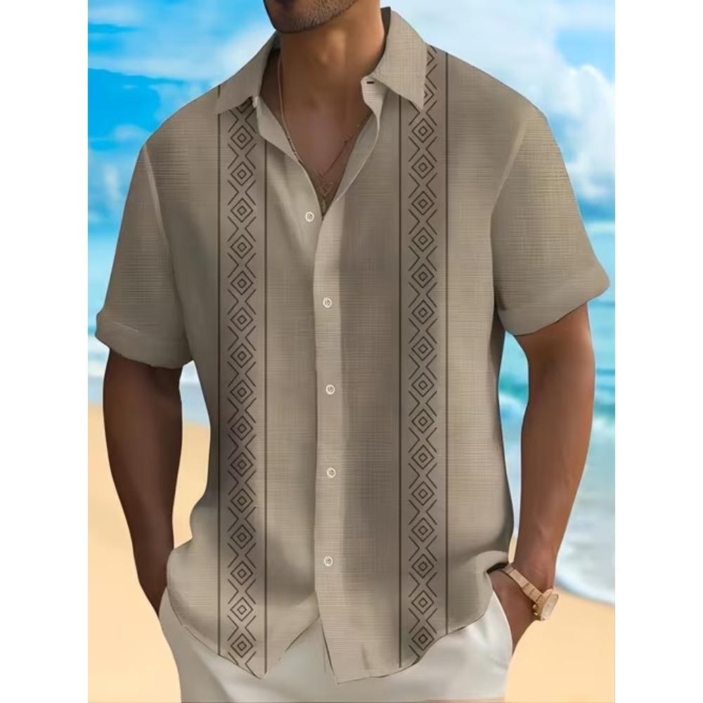 Men's Retro Pattern 3D Print Shirt Button Up Shirt Casual Shirt Summer Shirt Short Sleeve Daily Vacation Clothing