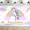 Dewprint Unicorn Birthday Decorations Backdrop for Girls Rainbow Glitter Stars Dots Happy Birthday Banner Photo Booth Props