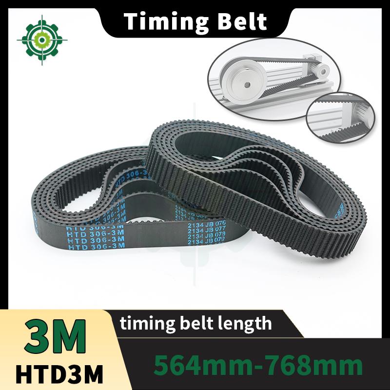 HTD3M Timing Belt Length 564mm-768mm HTD3M Pulley Belt Width 10mm 15mm 3M Rubber Belt 6mm Loop Belt 20mm HTD 3M Synchronous Belt