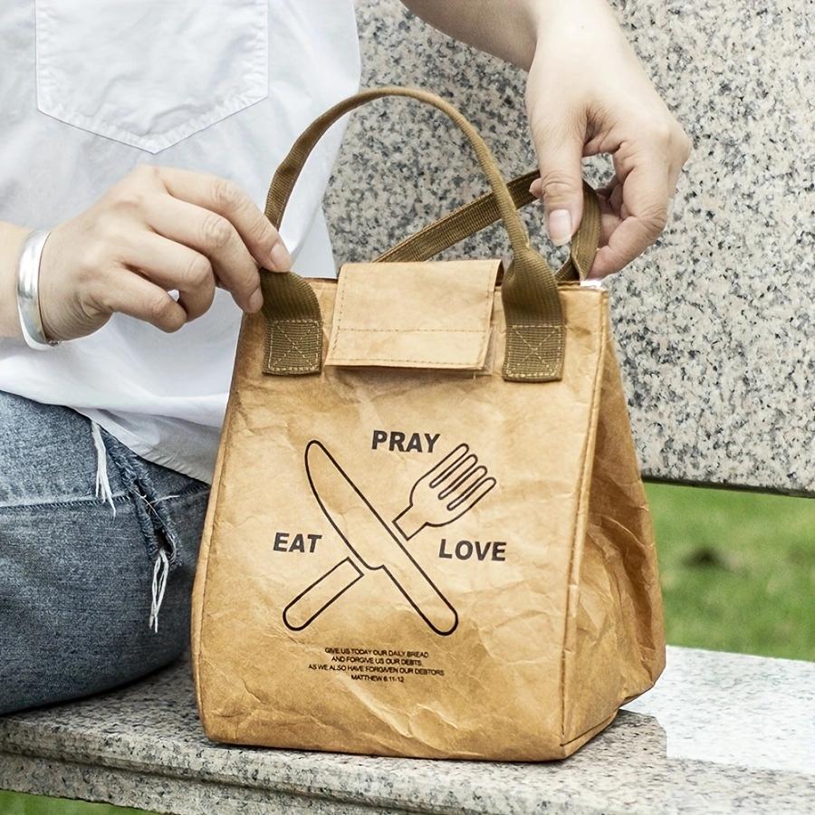 Tragbare Lunchtasche, Lunchbox-Tragetasche aus Dupont-Papier, Wasserdichte isolierte Kühltasche, für Schule, Outdoor, Picknick