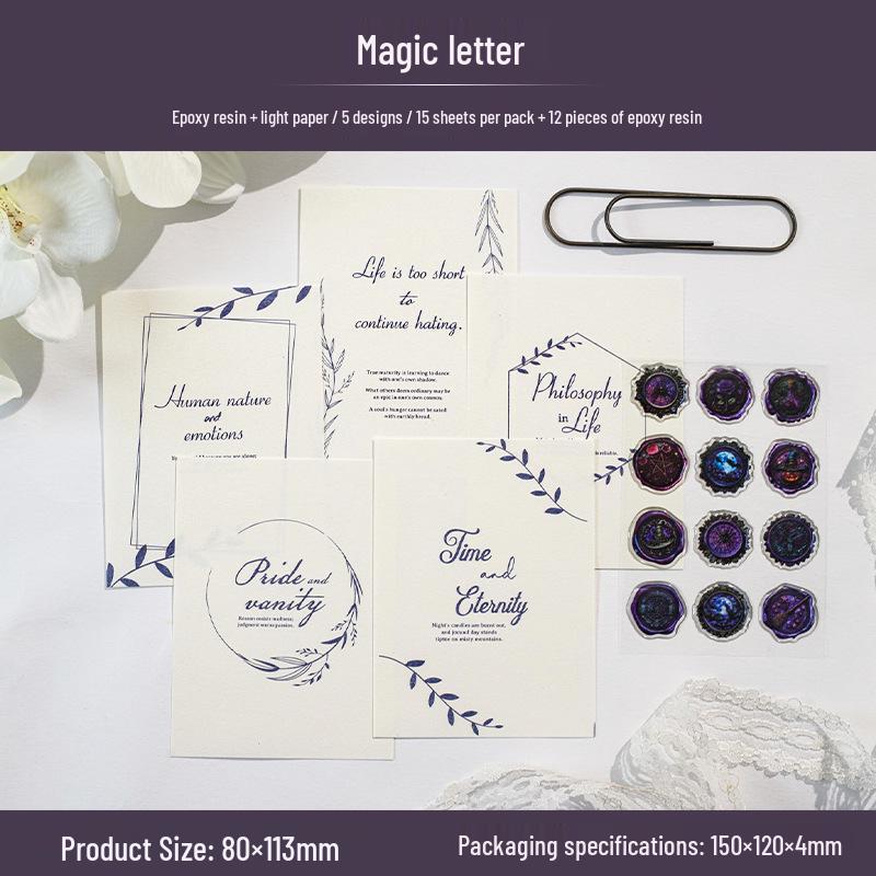 Beautiful Day Resin Sticker Pack: Nameless Letter Series for Retro Journal DIY & Collage