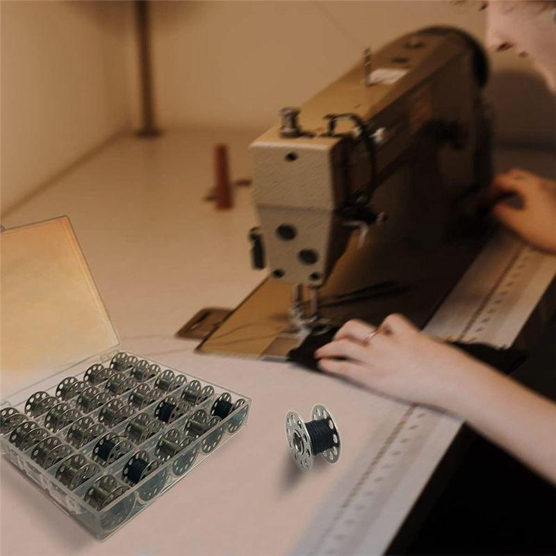 25PCS Universal Fit Sewing Machine Bobbins with Storage Holder Box for Home Handheld Machines Suitable for Beginners and Tailors