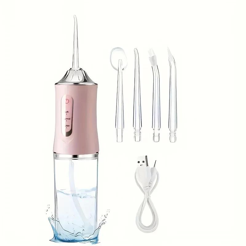 כלי ניקוי שיניים ניידים מסוג USB 200ML 4 חרירים סוכני ניקוי פה לפה