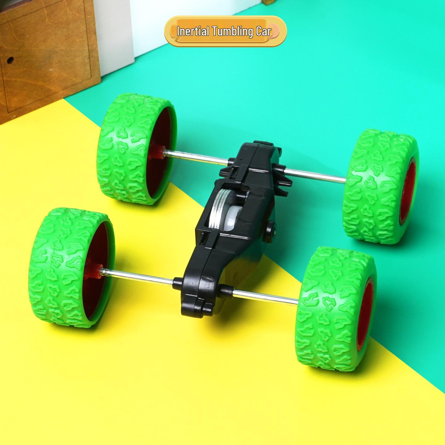 Inertial Tumbling Double-Sided Stunt Car Model - Crash-Resistant Off-Road Science Experiment for Kids