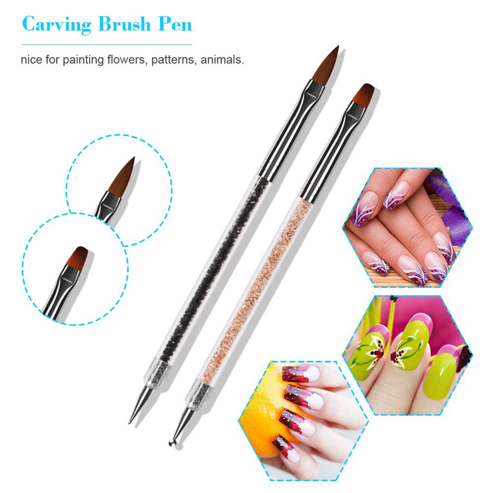 6PCS Set Nail Art Design Painting Pen Set Nail Art Tips UV Gel Nail Art Dotting Pen Acrylic Handle Rhinestone Crystal 2