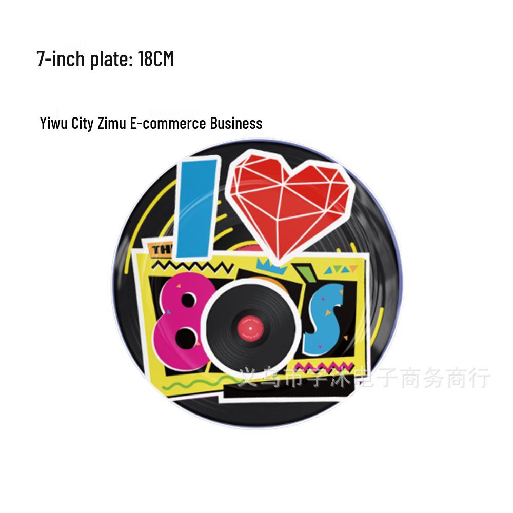 80s Themed Birthday Party Decorations: Cartoon Balloons, Cake Toppers, and Banners.